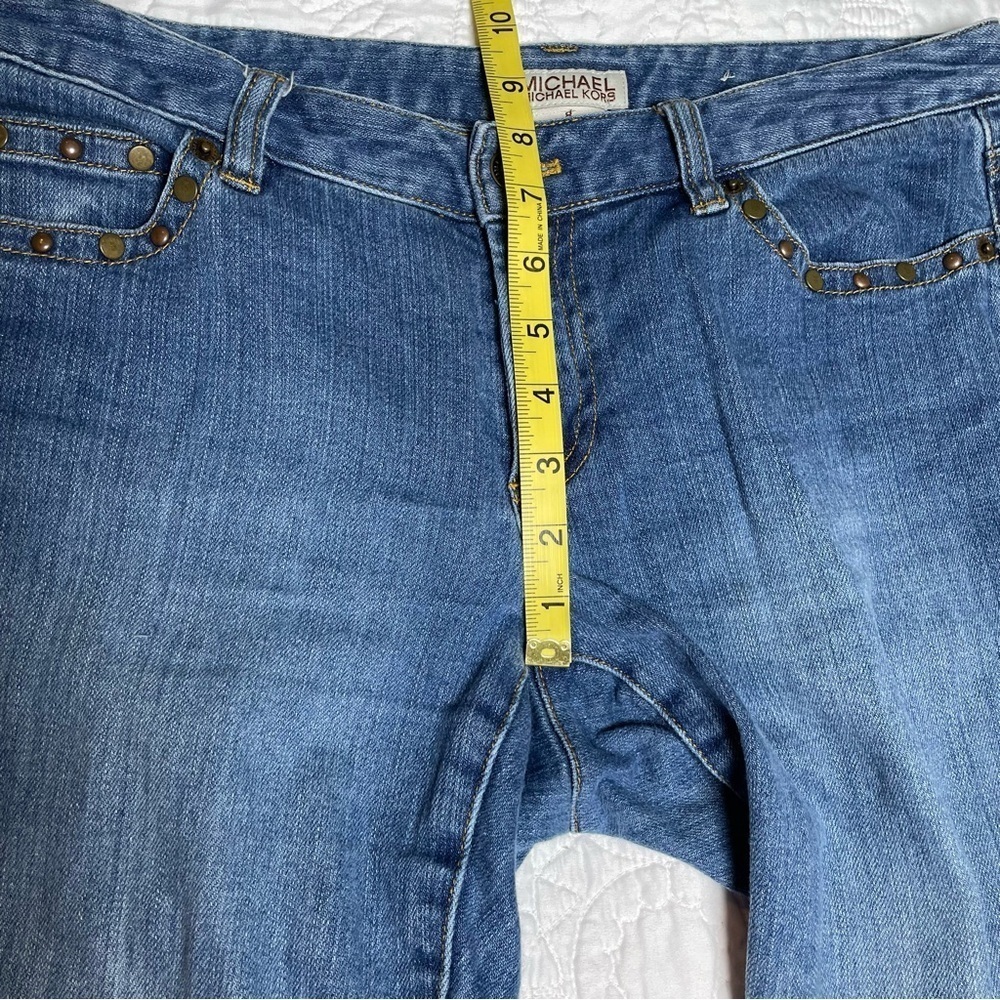 Michael Kors Classic Boot Cut Blue Jeans with Stud Trim Size 8 Stretch - Picture 11 of 13
